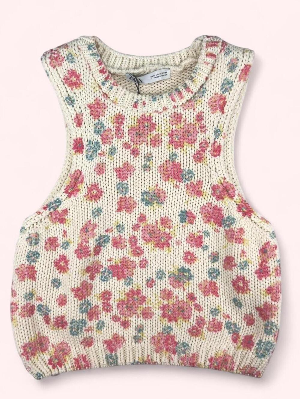 Zara floral knit crop top